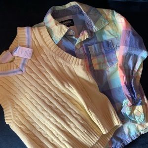 Boys size 3T spring colors button up shirt and sweater vest